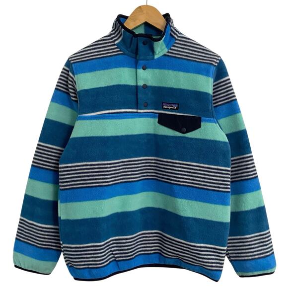 Patagonia 2017 Fitz Striped Synchilla Snap T Pullover Women’s Size Small Outdoor - Picture 1 of 9